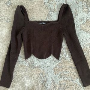 Cropped square neck sweater